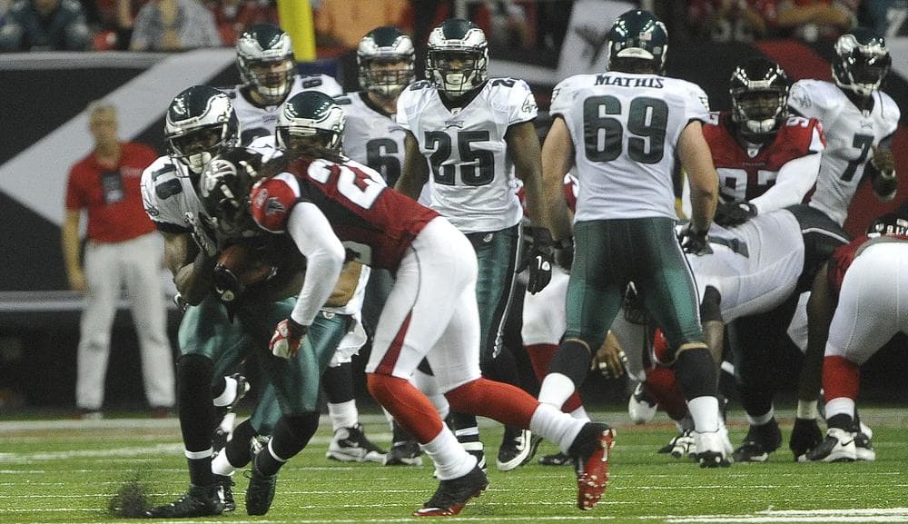 The NFL has changed its rules to penalize hits like this one by Atlanta's Dunta Robinson (r) on Philadelphia receiver Jeremy Maclin. Now the league is considering other changes. (AP)
