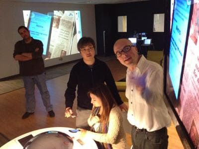 In the Globe Lab, employees can test how the Globe's content may be viewed in various settings. (Courtesy The Boston Globe)