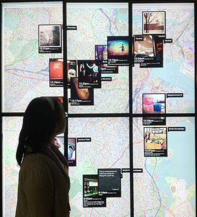 "Snap" pinpoints where people in Greater Boston are posting pictures using the app Instagram. (Courtesy The Boston Globe)