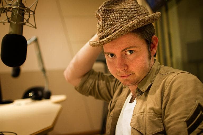Musician John Fullbright at Here & Now studios at WBUR in Boston. (Jesse Costa/Here & Now)