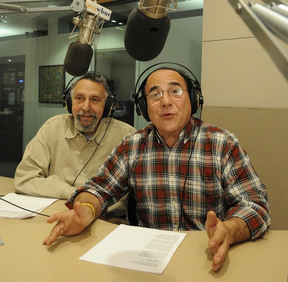 Tom, left, and Ray Magliozzi at WBUR (Richard Howard)