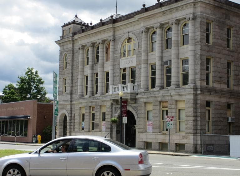 Taunton's City Hall  has been closed since a fire damaged the historic building in 2010. (Kathleen McNerney/WBUR)