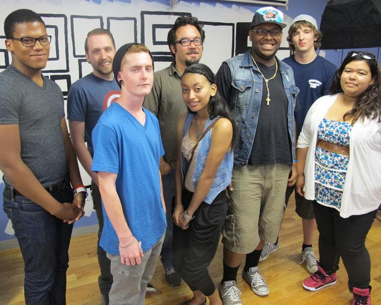 The group of students from Raw Art Works that worked to create the "Make it Out" video. (Andrea Shea/WBUR)