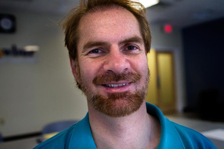 MIT Professor Erik Brynjolfsson stopped by our studios at WBUR in Boston to talk about how automation is changing the economy. (Jesse Costa/Here & Now)