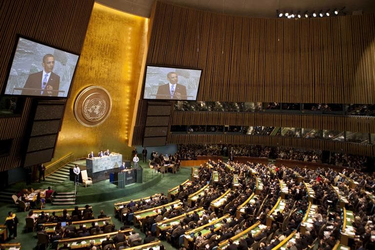 President Barack Obama speaks during the 66th session of the United Nations General Assembly at U.N. headquarters on Wednesday, Sept. 21, 2011. (AP)