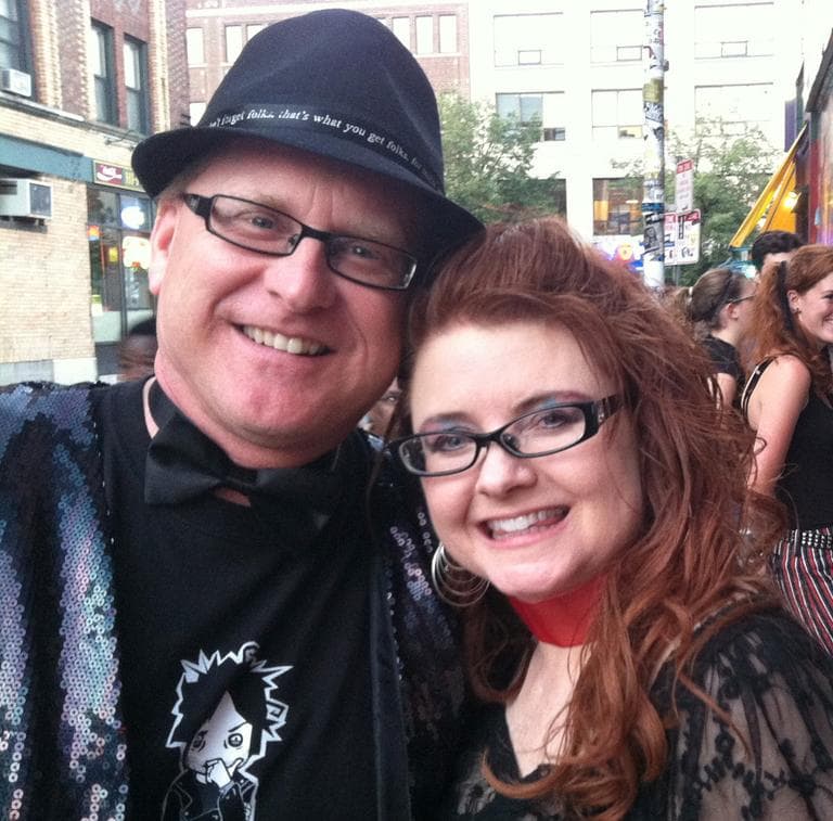 Tom Steiger and Conni VanBilliard, of San Diego, attended Palmer's Kickstarter shows in four cities. (Andrea Shea/WBUR)