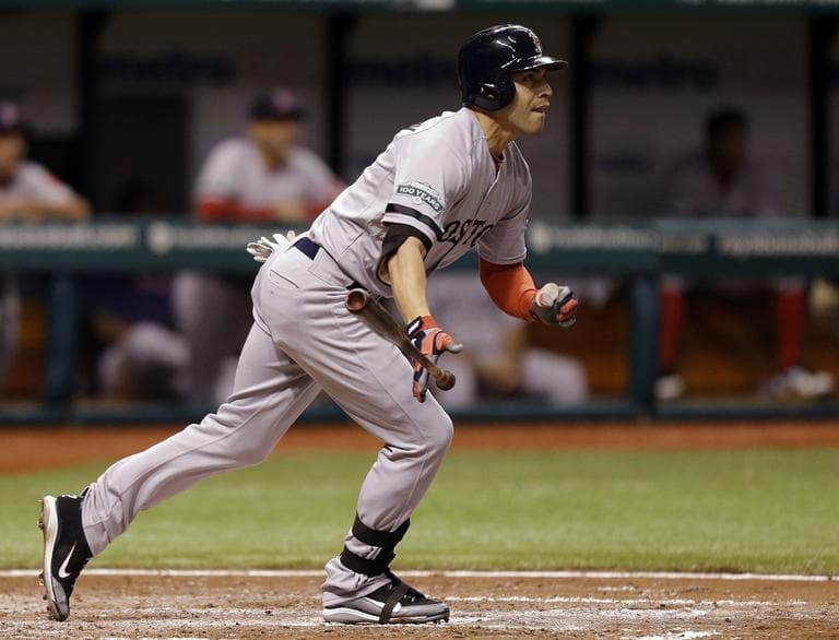Boston Red Sox's Jacoby Ellsbury watches his sixth-inning, two-run home run off Tampa Bay Rays starting pitcher Alex Cobb Monday in St. Petersburg, Fla. (AP)