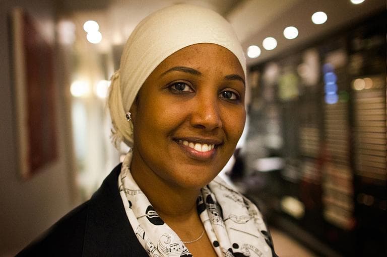 Barwaqo Mohamed, a Starbucks employee and immigrant from Somalia, becomes a U.S. citizen on September 11, 2012. She stopped by our studio for an interview. (Jesse Costa/Here & Now)