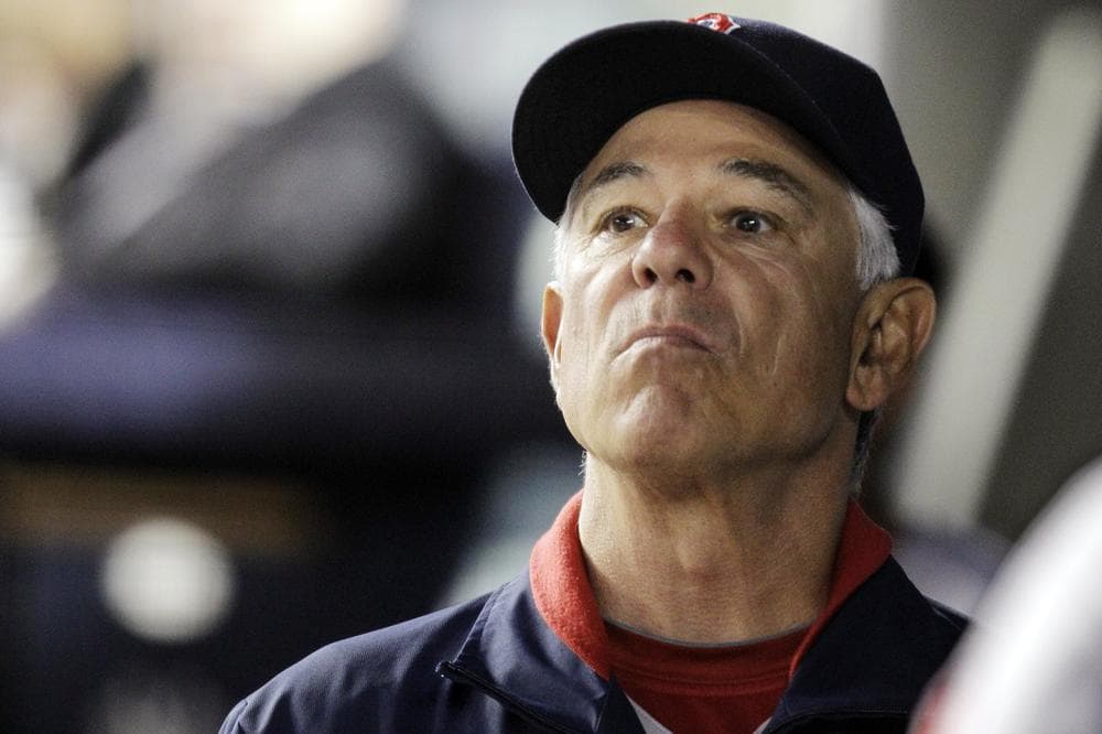 Sox manager Bobby Valentine looks toward the outfield during their 10-2 loss to the Yankees Monday. (AP)