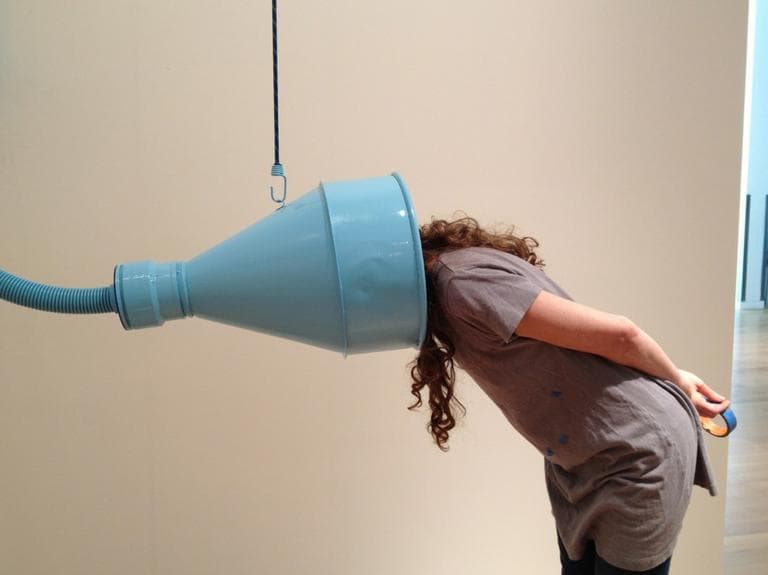 Artist Julianne Swartz, checking out her work (Anthony Brooks/WBUR)