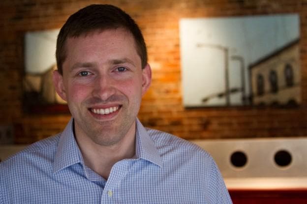 Sean Bielat at Rox Diner in Newton. (Jesse Costa/WBUR)