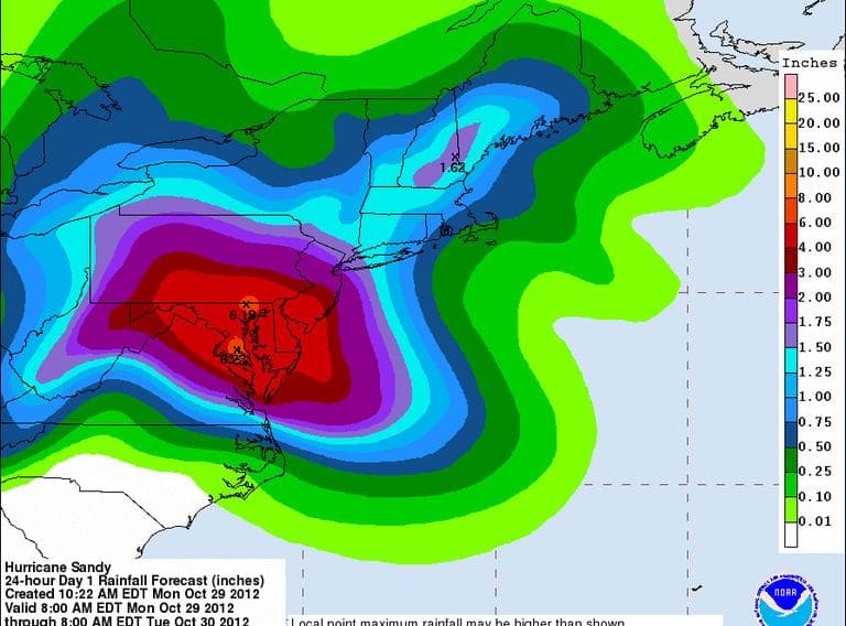 Sandy rainfall forecast (NOAA)