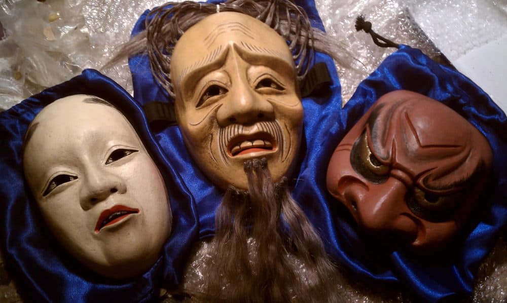 The completed "Madame Butterfly" masks. (Andrea Shea/WBUR)