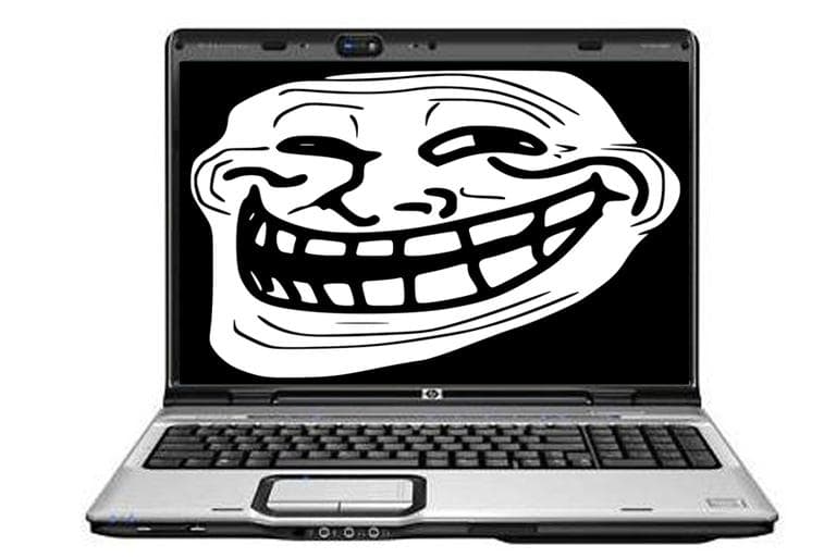 The "trollface", first appearing in 2008,[1] is occasionally used to indicate trolling in Internet culture. (Photo illustration)