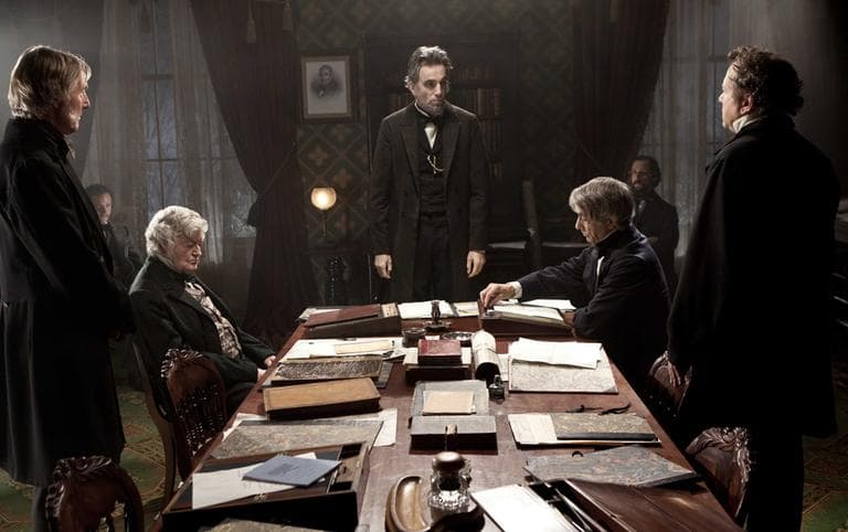 Daniel Day-Lewis, center, as Abraham Lincoln, in a scene from the film, "Lincoln." (DreamWorks, Twentieth Century Fox, David James, AP File)