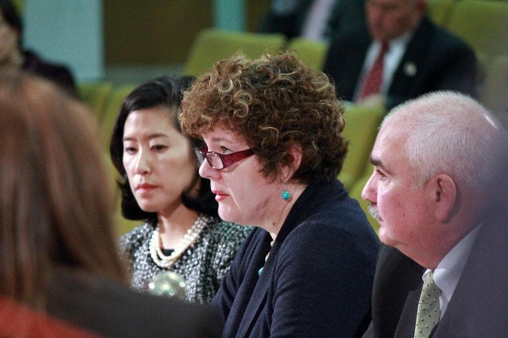 State Public Safety Secretary Mary Elizabeth Heffernan testifies during a hearing on the drug lab scandal Wednesday. (Joe Spurr/WBUR)