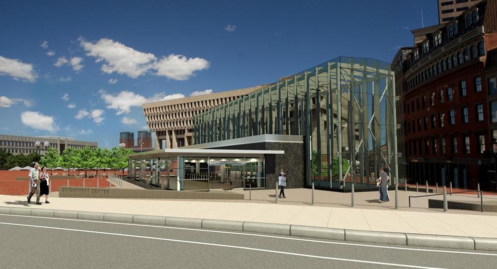 An artists rendering of the proposed station entrance for Government Center station. (Courtesy of the MBTA)