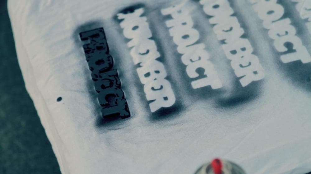 A handmade spray painted November Project t-shirt.