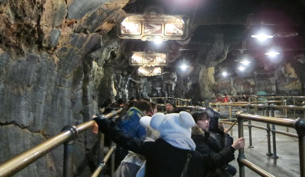People in Tokyo Disney crouching down during the earthquake in Japan in 2011 (Russ Wilcox)