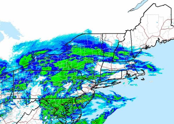 This radar image from the National Weather Service shows the position of the storm as of 10 o'clock Saturday morning. (National Weather Service)