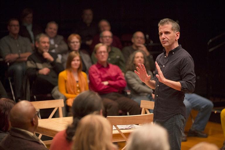 David Cromer addresses the "Our Town" audience. (Photo courtesy of Huntington Theatre Company / T. Charles Erickson.)