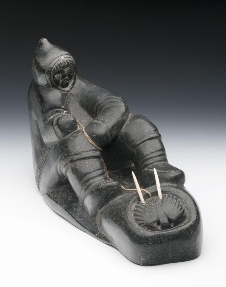 "Man and Walrus," unidentified artist, Puvirnituq, 1959. Photograph by Mark Craig. (Artwork courtesy Dorset Fine Arts and the Inuit Art Foundation. Images copyright the President and Fellows of Harvard College.)