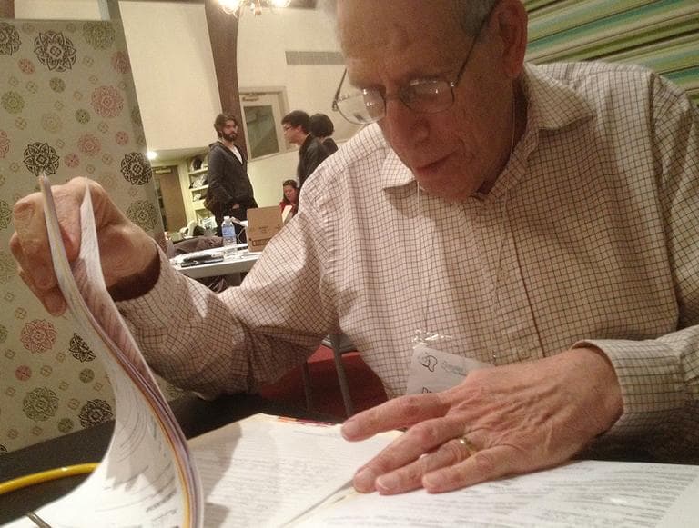 Dr. Dick Wolk, at the MetroWest Free Medical Program (Martha Bebinger/WBUR)