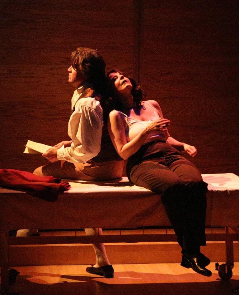 Katherine Brandt (Paula Plum) turns to Beethoven (James Andreassi) for comfort in "33 Variations." (Photo courtesy of Lyric Stage Company of Boston / Mark S. Howard)