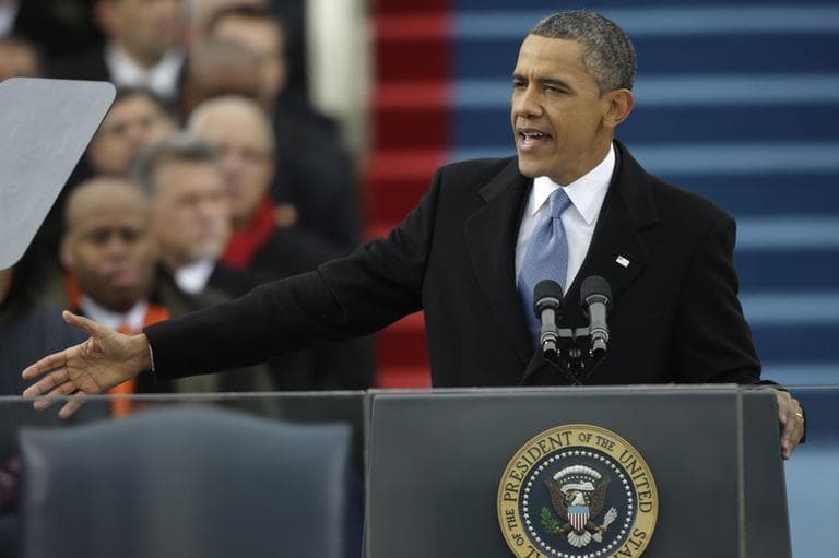 President Barack Obama speaks at his ceremonial swearing-in at the U.S. Capitol during the 57th Presidential Inauguration in Washington, Monday, Jan. 21, 2013. (AP)