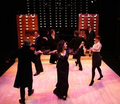 Paula Plum leads the cast of "33 Variations" in a minuet. (Photo courtesy of Lyric Stage Company of Boston/Mark S. Howard)