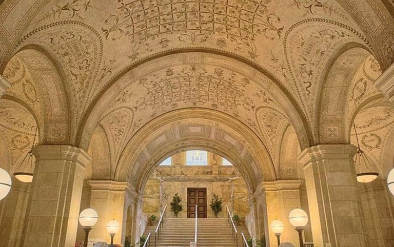 The vaulted entrance hall built by Rafael Guastavino Sr. in the Boston Public Library's McKim Building. (Michael Freeman/ Courtesy of the Boston Public Library)