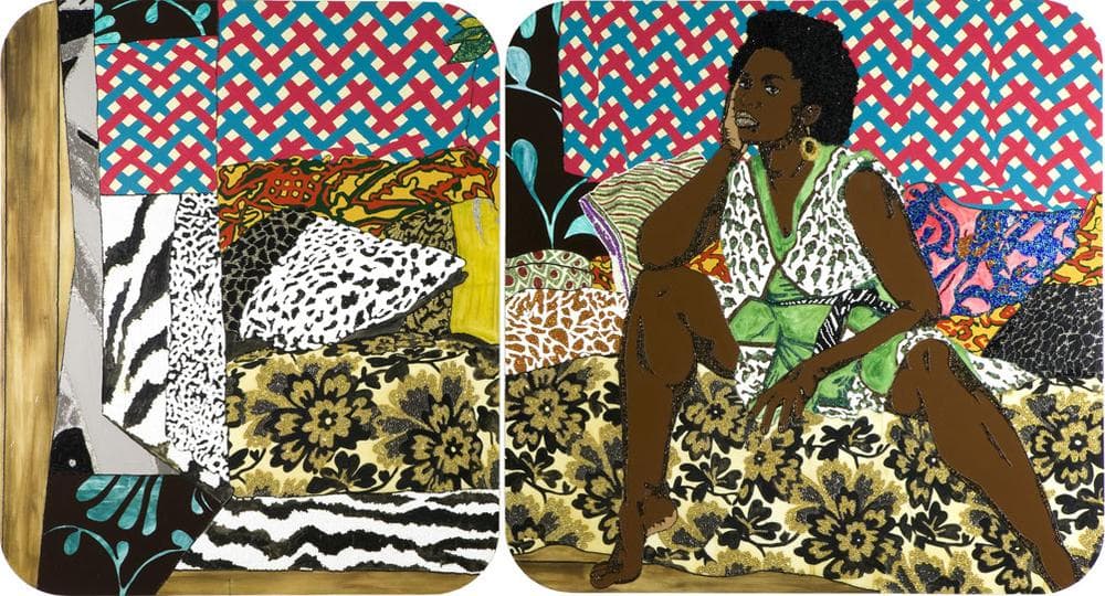 Mickalene Thomas's 2007 painting "Baby I Am Ready Now." (Courtesy of the artist and the ICA)