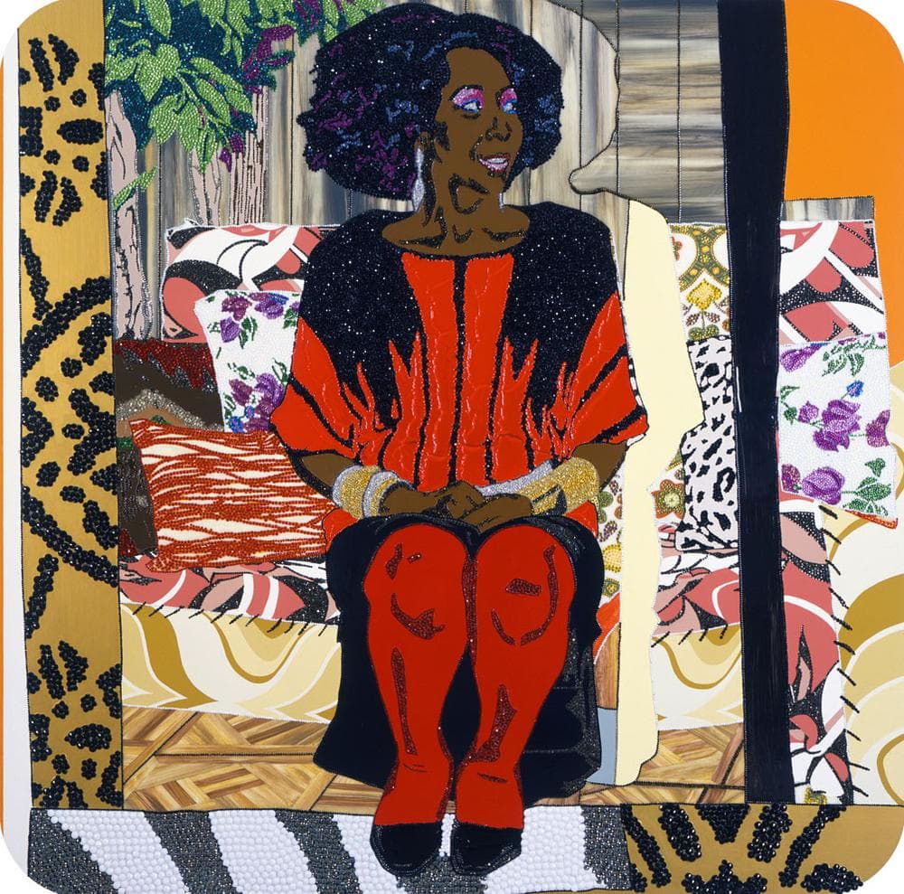 Mickalene Thomas's 2009 painting of her mother, "Sandra: She’s a Beauty." (Courtesy of the artist and the ICA)