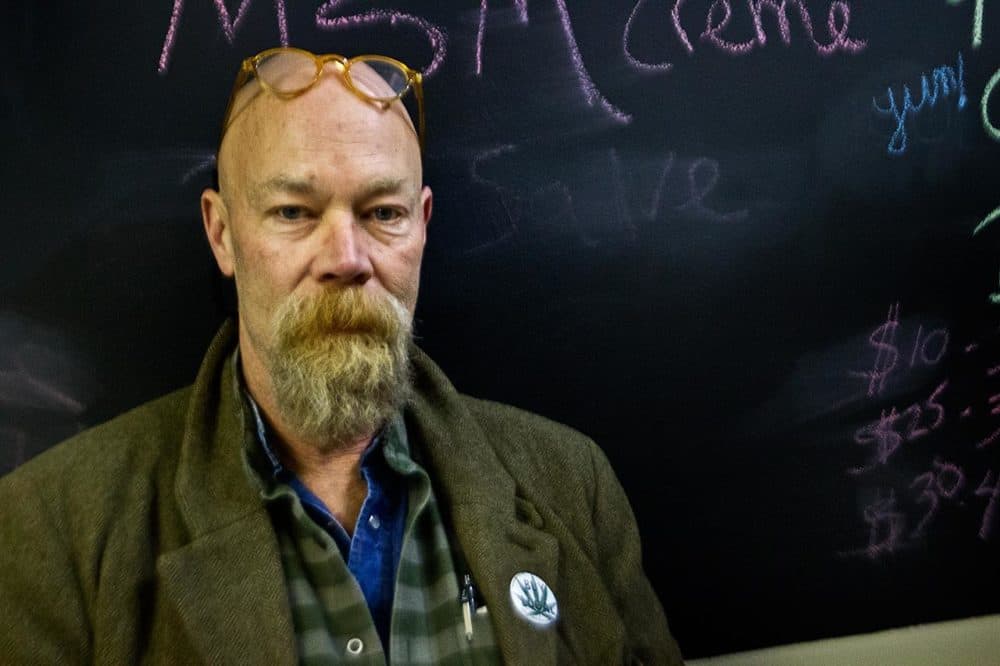 Glenn Peterson, owner and CEO of Canuvo, in one of the dispensary rooms (Jesse Costa/WBUR)