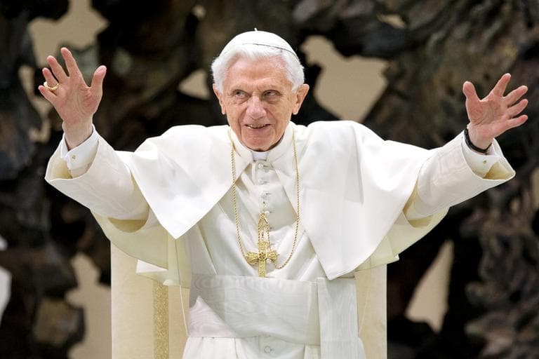 Pope Benedict XVI concludes the weekly general audience in Paul VI Hall at the Vatican, on Jan. 16. He announced Monday he's resigning at the end of February. (Jacquelyn Martin/AP)