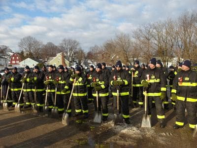 The Boston Fire Department posted this photo on Twitter on Tuesday morning. More than 50 recruits will dig out fire hydrants across the city. (Boston Fire Department)