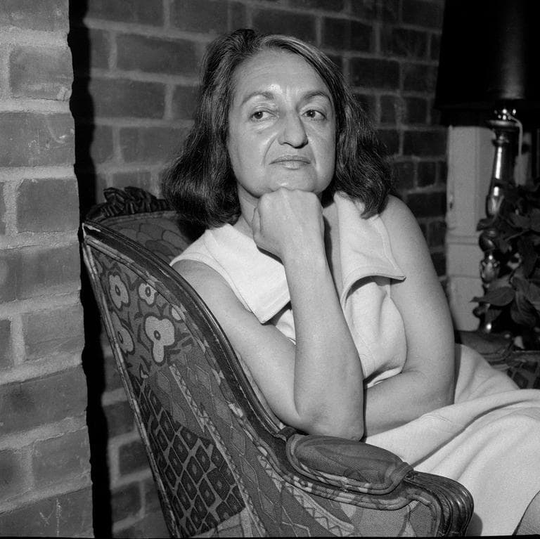 Betty Friedan, best known for her 1963 book "The Feminine Mystique," is pictured at a press interview at her New York apartment in 1970. (Anthony Camerano/AP)