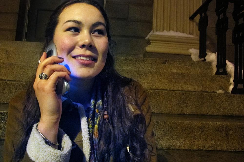 Hannah Musgrove, 17, opts off Facebook for a variety of reasons. She even turned down an offer from her parents to buy her an iPhone because she says she prefers her old-school flip phone. (Andrea Shea/WBUR)