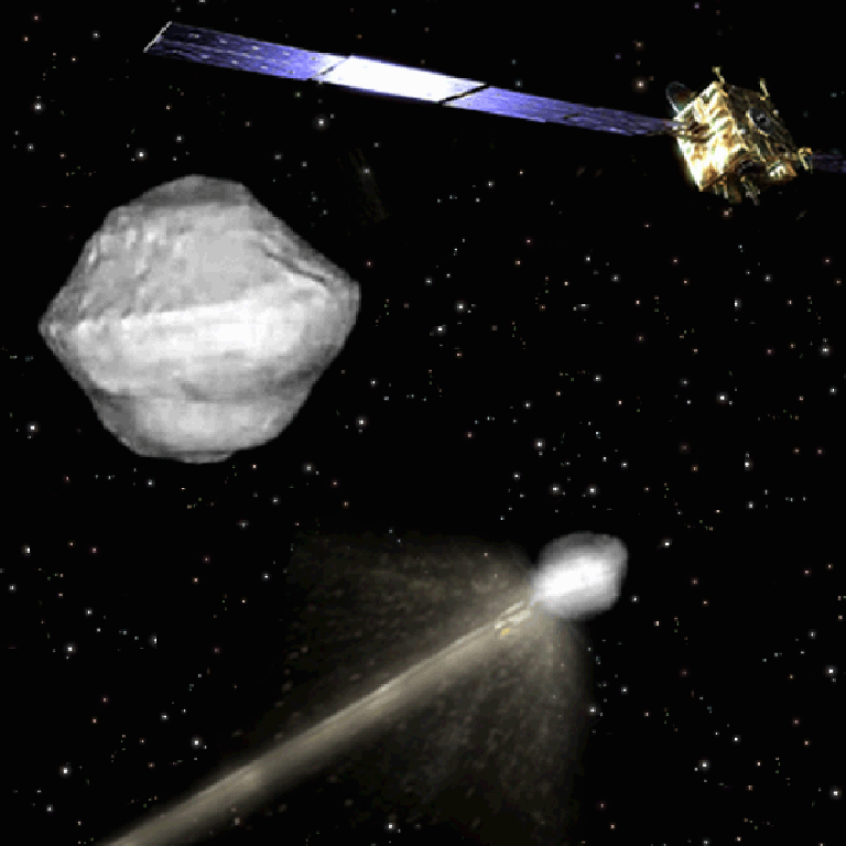 A rendering of the AIDA mission concept. (European Space Agency) 