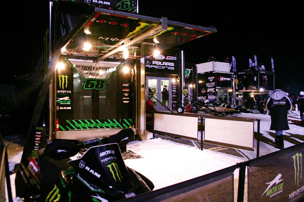 The pit area at a snowcross racing event in Michigan last weekend. (Neal Steeno/Only A Game)