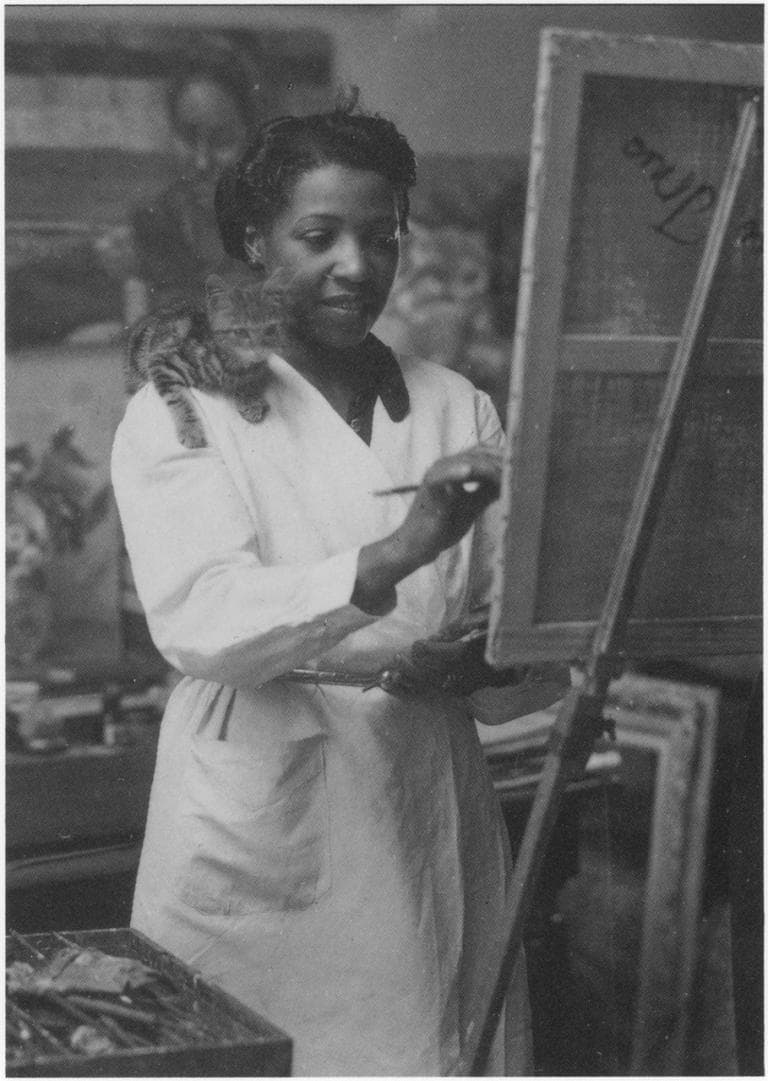 Loïs Mailou Jones painting in her Paris studio in 1937 or '38. (Courtesy of the Museum of Fine Arts, Boston)