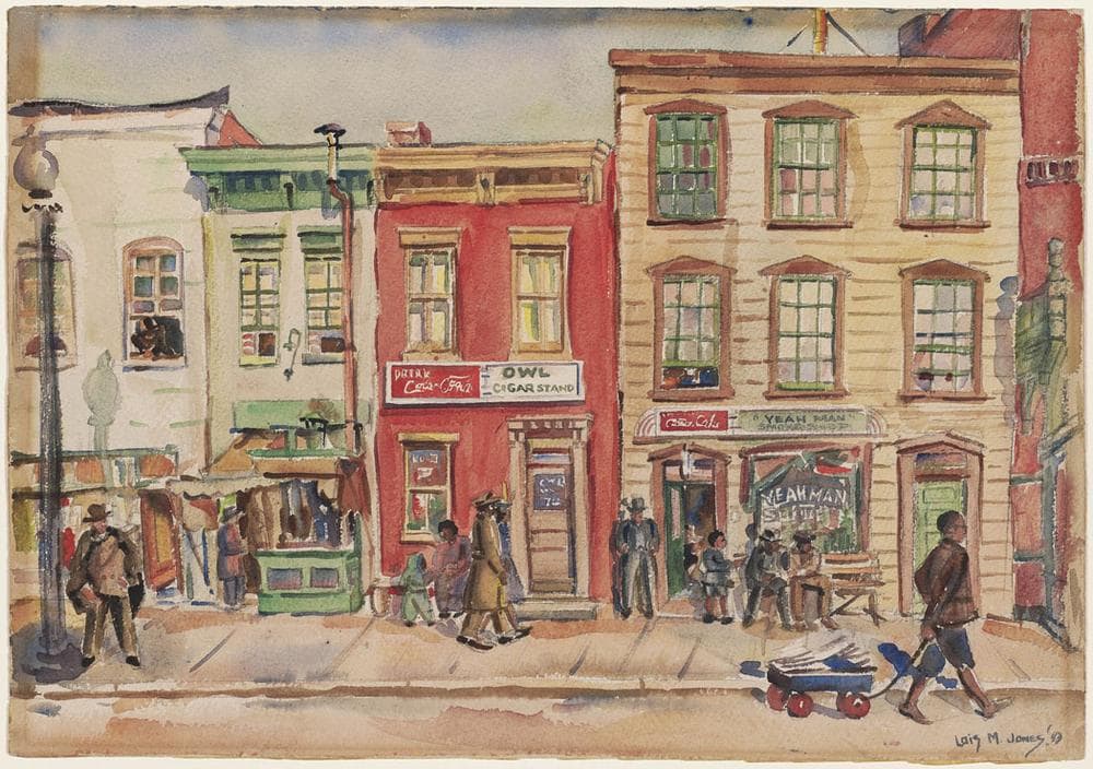 Loïs Mailou Jones "Seventh Street Promenade," 1943, watercolor with graphite underdrawing on paper (Courtesy of the Museum of Fine Arts, Boston)