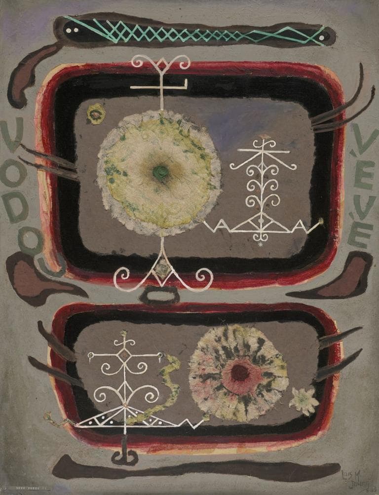 Lois Mailou Jones "Veve Voudou II," 1963, oil and collage on canvas (Courtesy of the Museum of Fine Arts, Boston)