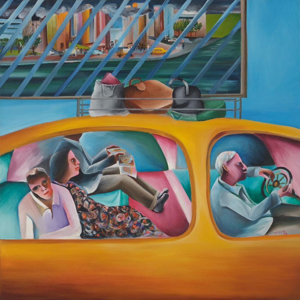 Bhupen Khakhar, "First Day in New York," 1983, oil on canvas. (Courtesy of the Peabody Essex Museum)