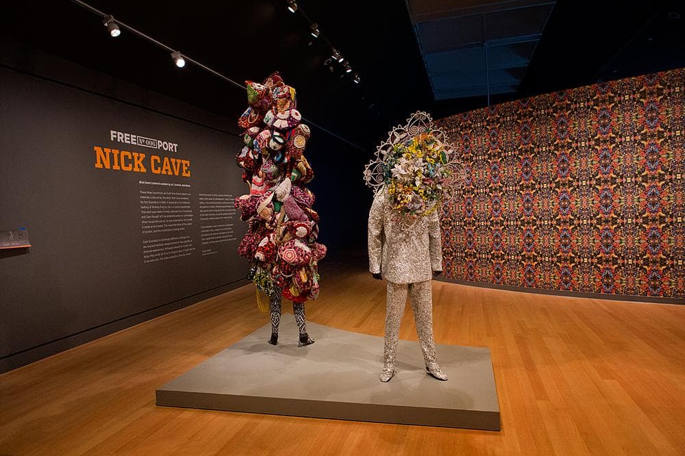 Nick Cave's Soundsuit exhibition at the Peabody Essex Museum in Salem (Jesse Costa/WBUR)