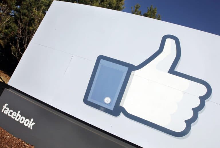 The Facebook "like" icon is displayed outside of Facebook's headquarters in Menlo Park, Calif., Jan. 12, 2012. (Paul Sakuma/AP)