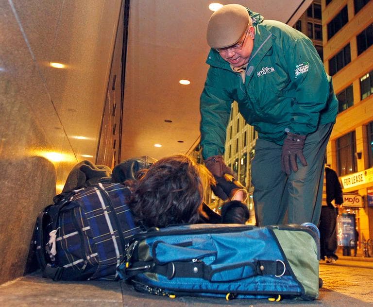 In this Dec. 12, 2011, photo, Mayor Thomas Menino, right, participates in the city's annual homeless census. (Charles Krupa/AP)