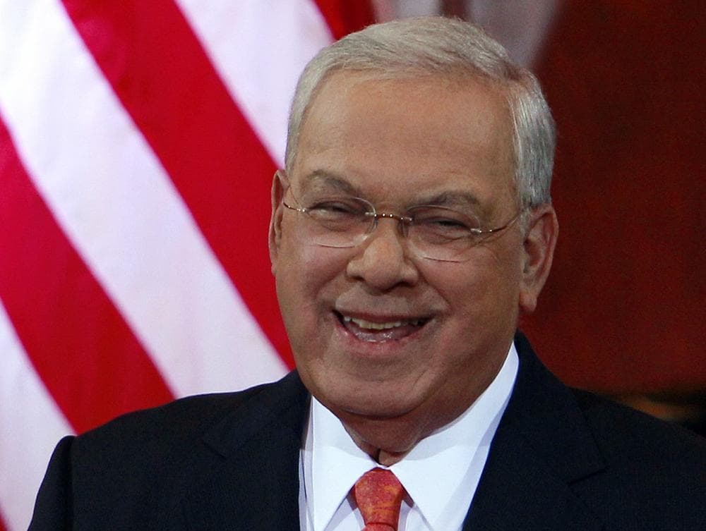 Boston Mayor Tomas Menino smiles during applause at Faneuil Hall in Boston, Thursday, March 28, 2013, where he announced he would not seek an unprecedented sixth term. (Bill Sikes/AP)
