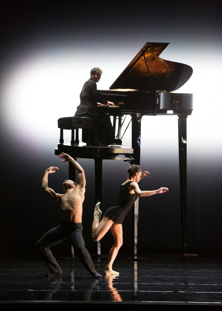John Lam and Lia Cirio with pianist Pianist Tomoko Mukaiyama in Kylian's "Tar and Feathers."  (Rosalie O'Connor)