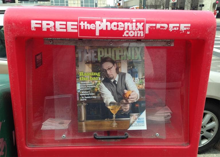 The Boston Phoenix, which recently reinvented itself as a glossy magazine, will close. Here's the last print issue, which hit newsstands Thursday. (Abby Elizabeth Conway/WBUR)